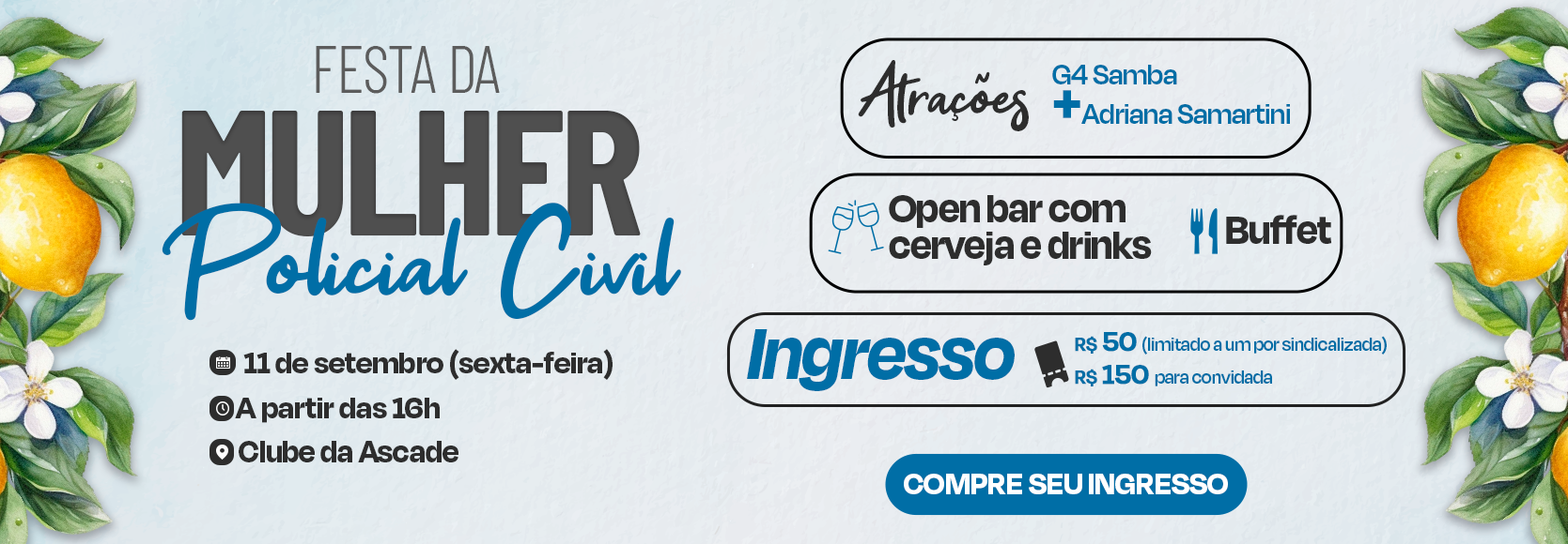 Banner Festa da Mulher Policial Civil 2026