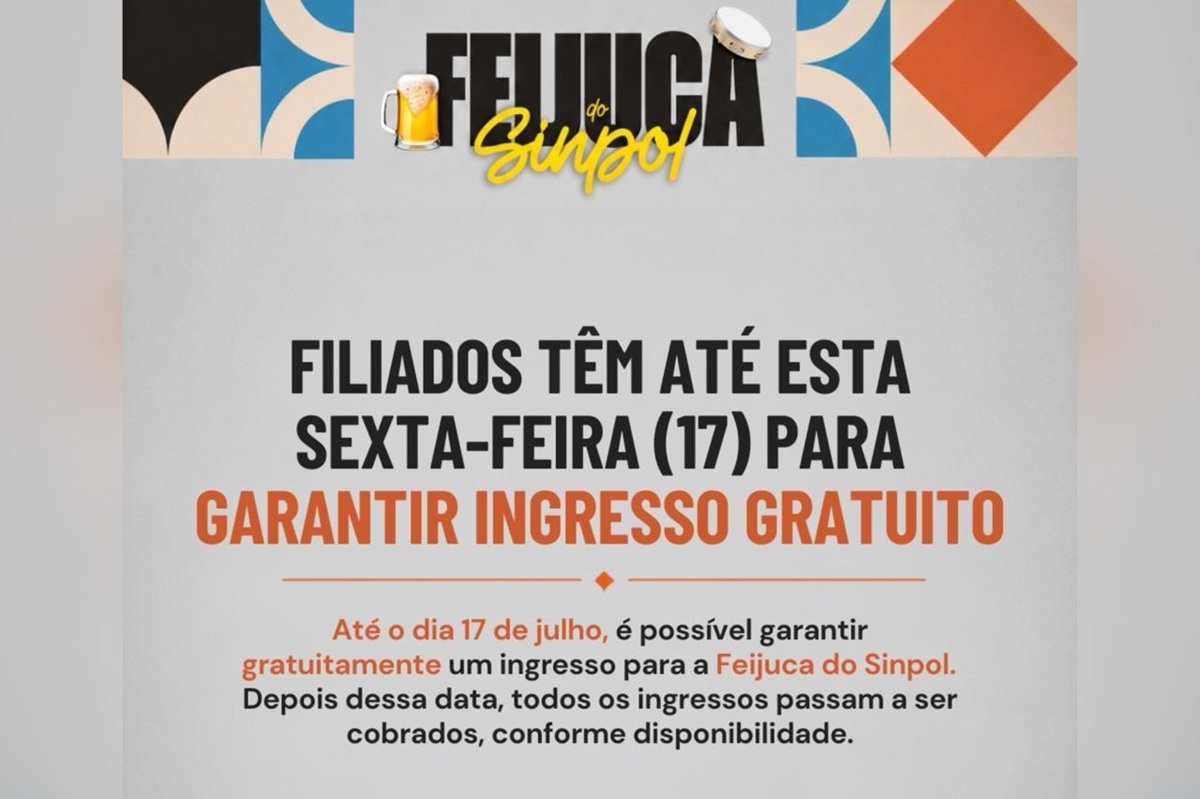 Ingresso deve ser adquirido pelo Portal do Sinpol-DF