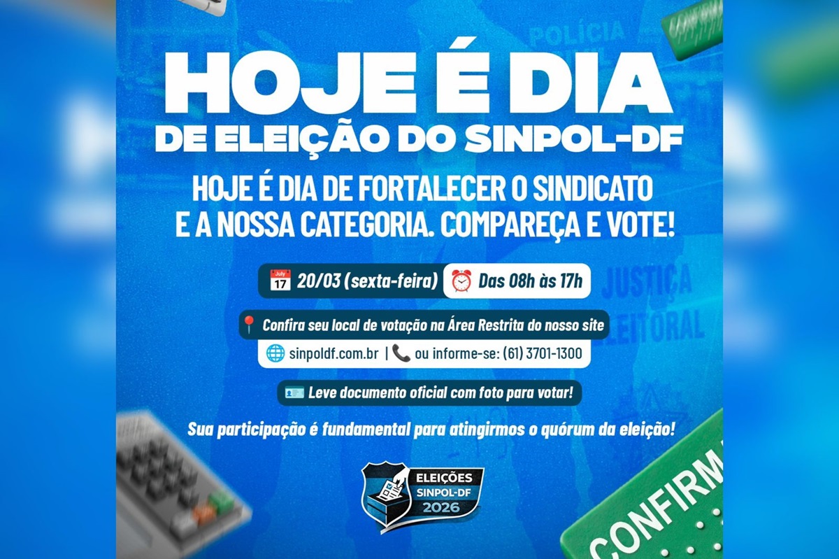 Policial civil filiado pode votar até às 17h | Foto: Criação Sinpol-DF