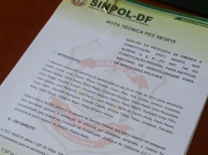 Parecer técnico do Jurídico do Sinpol-DF indica que PEC é constitucional e admissível (Foto: Ascom/Sinol-DF)